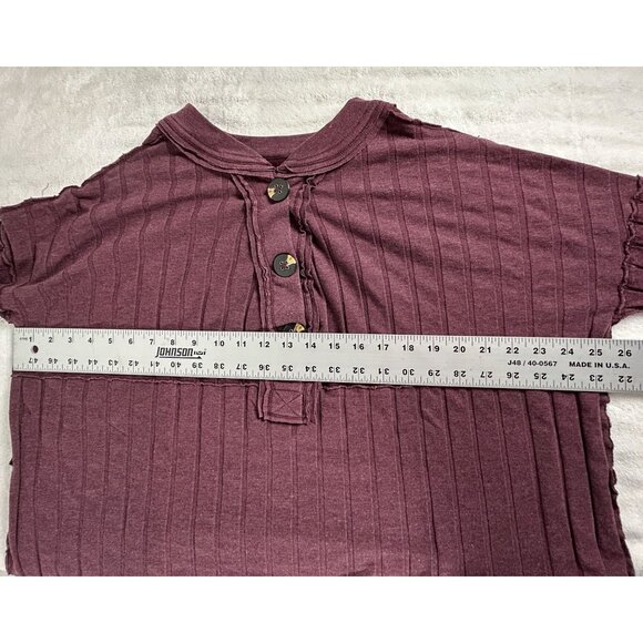 Free People We The Free Womens In The Mix Henley Top Medium Purple Ribbed Knit - Picture 6 of 7